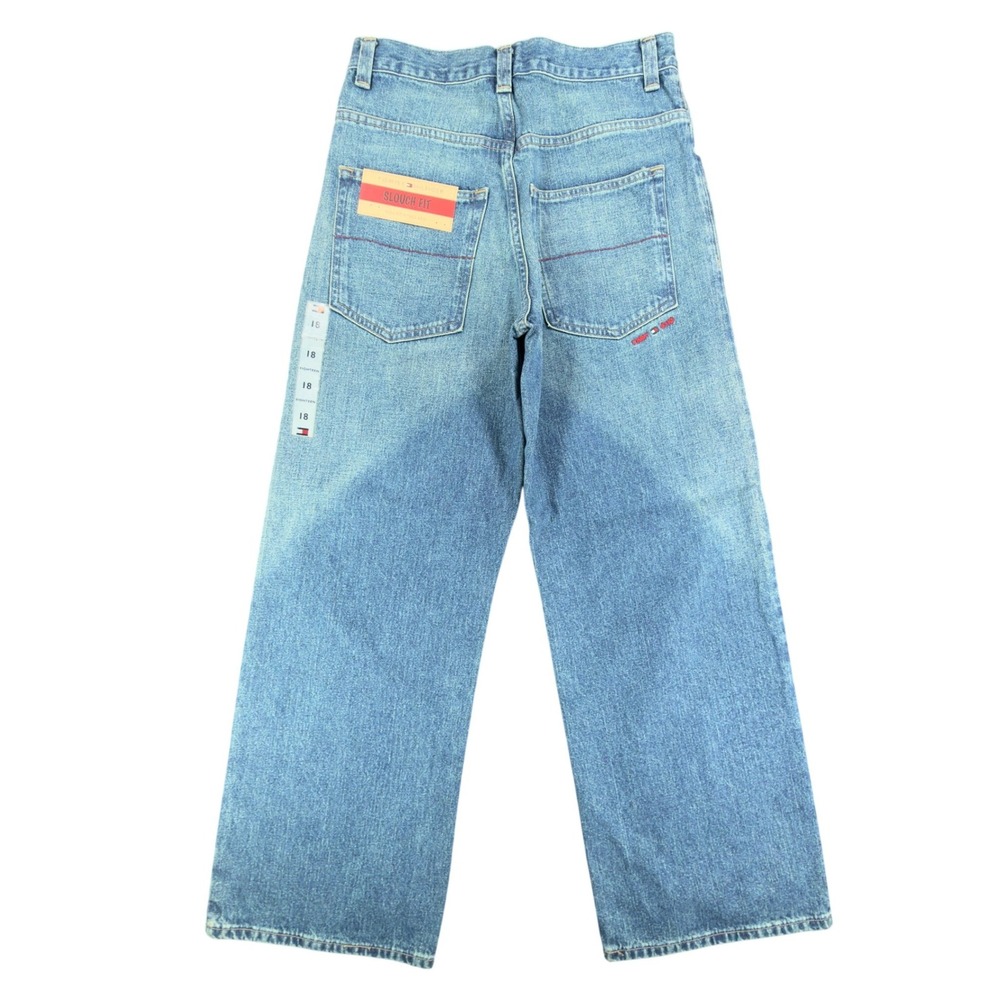 Tommy Hilfiger Y2K Slouch Fit Jeans Boy 18 Blue Cotton Denim NWT Deadstock